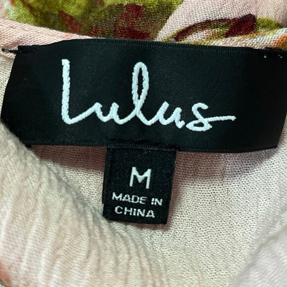 Lulus Cherished Love Pink Floral Short Sleeve Mini Fit & Flare Wrap Dress Size M - Picture 4 of 5